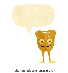 cartoon smiling tooth with speech bubble
