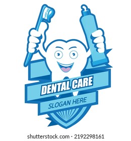 Cartoon Smiling tooth symbol.It's Dental care concept.