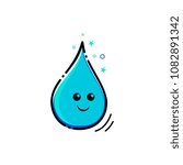 Cartoon smiling water drop vector illustration.