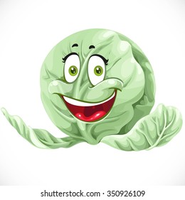 Cartoon smiling White cabbage isolated on white background