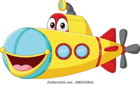 Cartoon smiling yellow submarine character