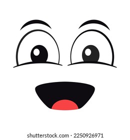 Cartoon smily face with open eyes vector illustration