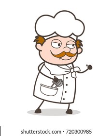 Cartoon Smirking Chef Running Pose Vector Illustration