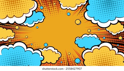 Cartoon smoke clouds. Comic smoke flows, dust, smog and smoke steaming cloud vector illustration, smoke explosion, comic cloud