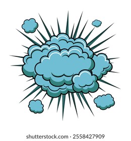 Cartoon smoke clouds. Comic smoke flows, dust, smog and smoke steaming cloud vector illustration, smoke explosion, comic cloud