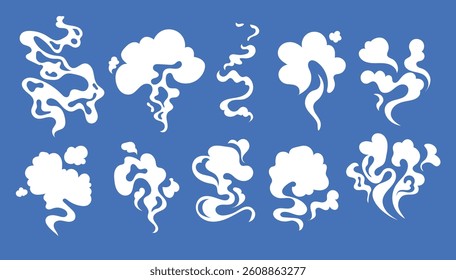 Cartoon smoke clouds effects vector