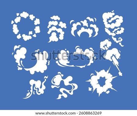 Cartoon smoke clouds effects vector