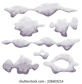 Cartoon Smoke, Fog And Clouds Set/ Illustration of a set of cartoon funny clouds, smoke patterns and fog icons isolated on white background