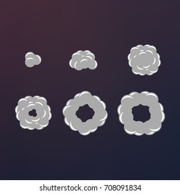 Cartoon smoke or fog vector set. Smoke bubble comic