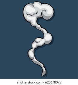 Cartoon smoke vector illustration isolated on a blue background.