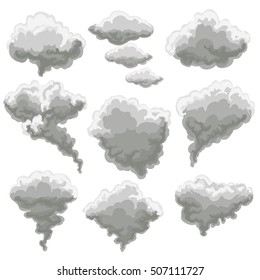 漫画の煙のベクターイラスト 白い背景に煙のグレイの霧雲 のベクター画像素材 ロイヤリティフリー Shutterstock