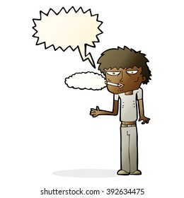 cartoon smoker with speech bubble