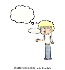 cartoon smoker with thought bubble