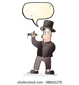 cartoon smoking gentleman with speech bubble
