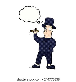cartoon smoking gentleman with thought bubble