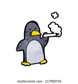 cartoon smoking penguin