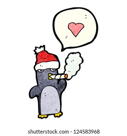cartoon smoking penguin loving christmas