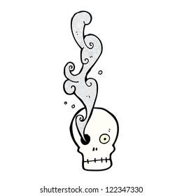 cráneo humeante de dibujos animados