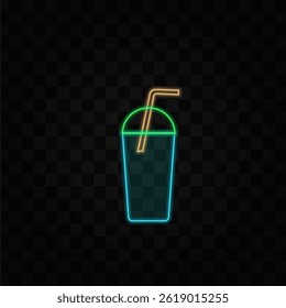 Cartoon smoothie. neon style. Various smoothie drinks summer set.