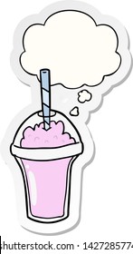 cartoon smoothie with thought bubble as a printed sticker
