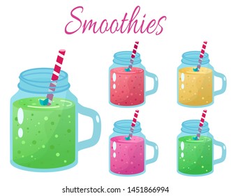 Cartoon smoothies.Organic fruit shake smoothie. 