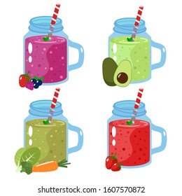 Cartoon smoothies.Organic fruit shake smoothie. 