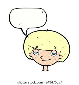 cartoon smug looking boy with speech bubble