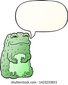 cartoon smug toad with speech bubble in smooth gradient style