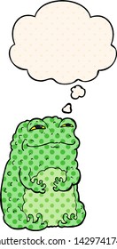 sapo de mancha de dibujos animados con burbuja de pensamientos en el estilo de un libro de historietas