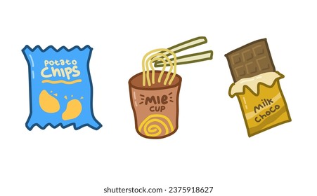 cartoon snack food. vector illustration