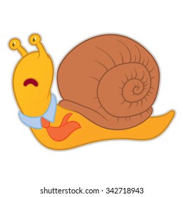 cartoon snail businessman manager late and hurry to work