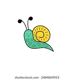 Cartoon Snail clip art , cute smiling snail doodle