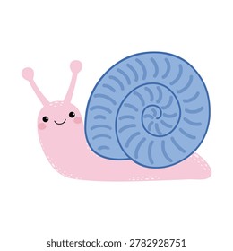 Cartoon snail. Cute character. Vector illustration. Gastropoda