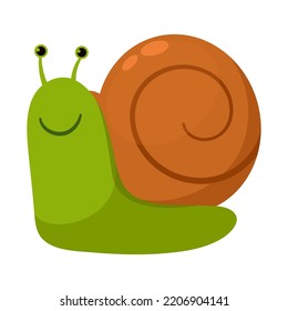 Cartoon Snail Flat Vector Illustration Logo Icon Clipart