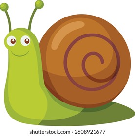 Cartoon Snail Flat Vector Illustration | Logo Icon | Clipart Design | Cute Animal Graphic	