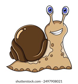 Caracol de la historieta aislado en el fondo blanco