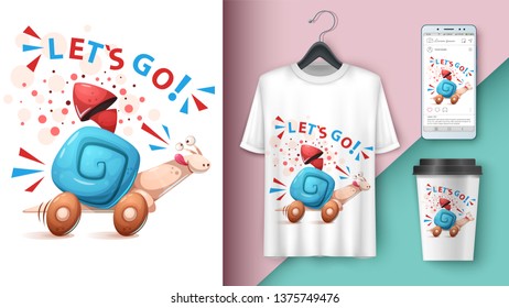 Cartoon snail - mockup for your idea. Vector eps 10