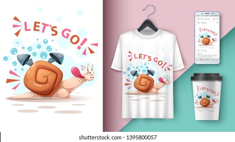 Cartoon snail - mockup for your idea. Vector eps 10