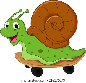 Cartoon snail on skateboard