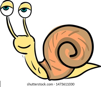 Caricatura de un caracol de color anaranjado, vector, dibujo de color o ilustración.