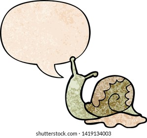 Cartoon-Schnecke mit Sprachblase im Retro-Stil
