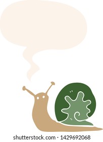 cartoon snail with speech bubble in retro style