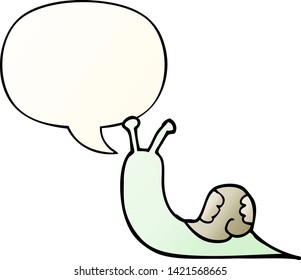 cartoon snail with speech bubble in smooth gradient style