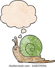 caricatura de caracol con burbuja de pensamiento al estilo de textura gruesa
