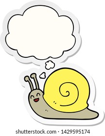 cartoon snail with thought bubble as a printed sticker