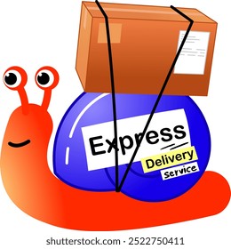 Cartoon Snail Vector, Snail Delivery Service, Cute Snail Illustration