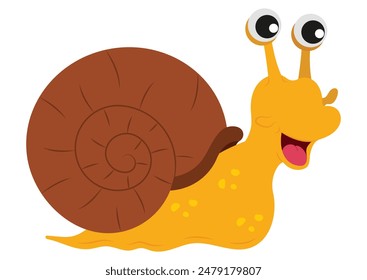 Cartoon Snail Vector Flat Designs Isolated on White Background