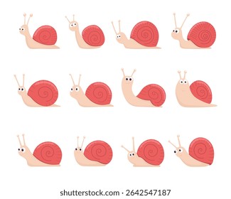 Cartoon Snails on White Background