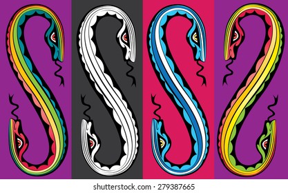 cartoon snake bodies connected together