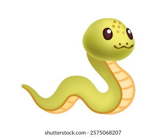 Cartoon snake with a cheerful expression. Cartoon animal design. Vector illustration isolated on white background